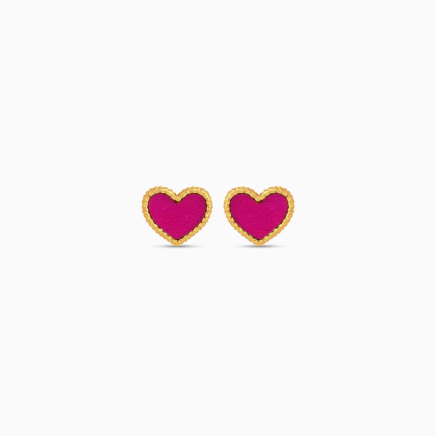 18k yellow gold earrings with pink heart shaped   for kids - Vivante collection