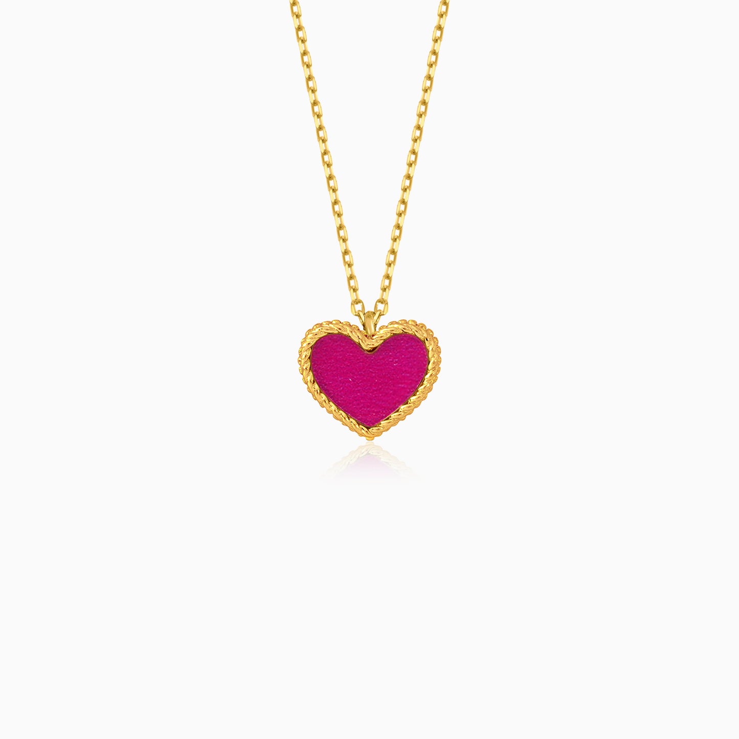 18k yellow gold necklace with pink heart shaped pendant  for kids - Vivante collection