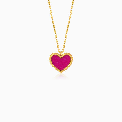 18k yellow gold necklace with pink heart shaped pendant  for kids - Vivante collection
