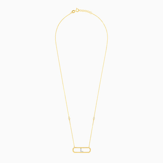 18k yellow gold necklace letter “L” decorated with natural diamond
