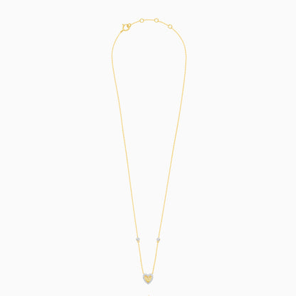 18k yellow gold necklace in heart-shaped decorative with natural diamond for kids | Farfalla collection