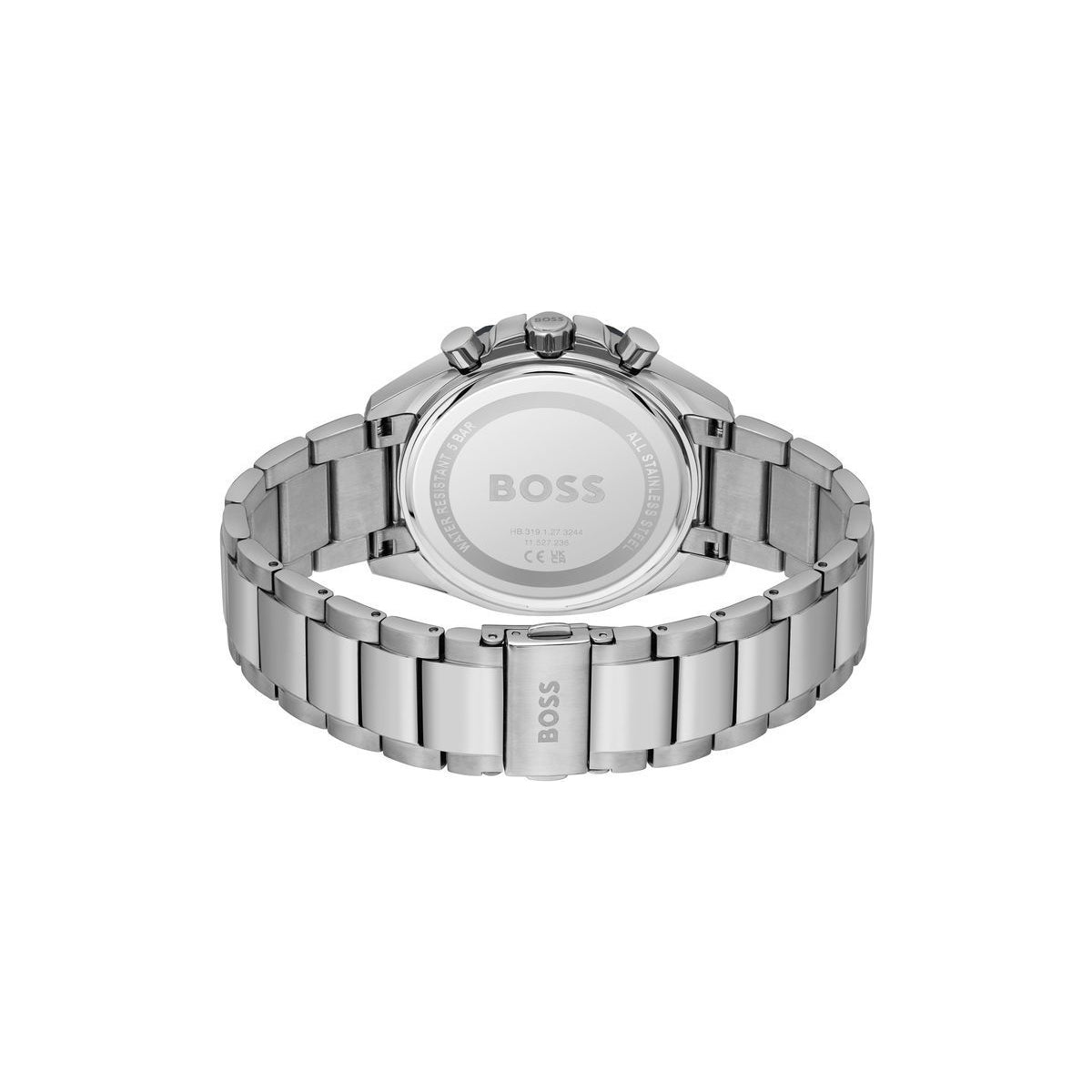 Boss Quartz Movement Watch  In A Round Case With Stainless Steel Bracelet And Blue Dial