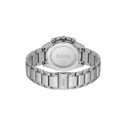 Boss Quartz Movement Watch  In A Round Case With Stainless Steel Bracelet And Blue Dial
