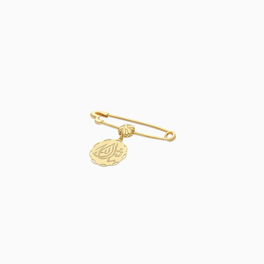 Elegant 18k Yellow Gold Mashallah Brooch for Babies & Kids