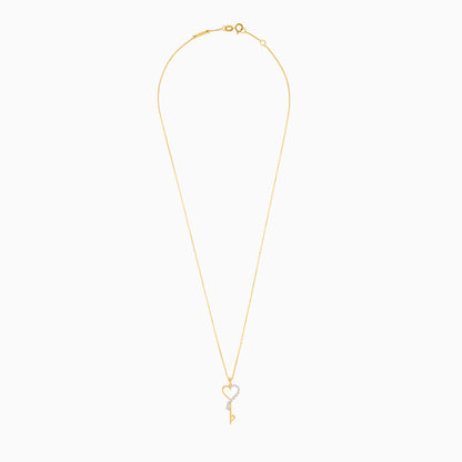 Exquisite 18K Yellow Gold Heart Key Necklace with Natural Diamonds - Dunyati Collection