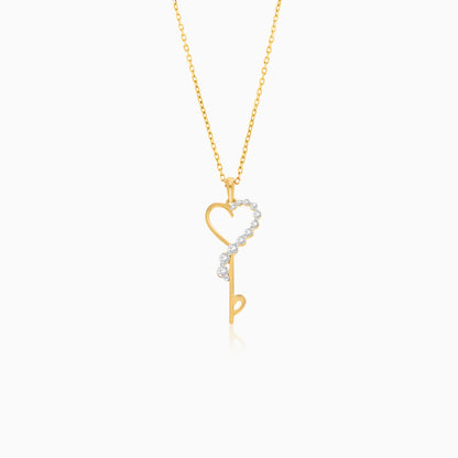 Exquisite 18K Yellow Gold Heart Key Necklace with Natural Diamonds - Dunyati Collection