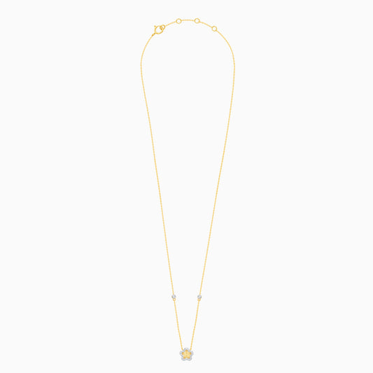 18k yellow gold necklace in flower-shaped decorative with natural diamond for kids | Farfalla collection
