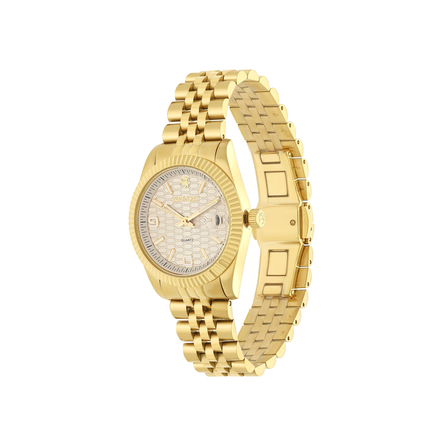 Gold Plated & White Quartz Beaumont Ladies Watch