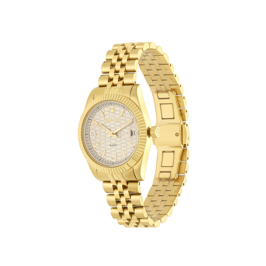 Gold Plated & White Quartz Beaumont Ladies Watch