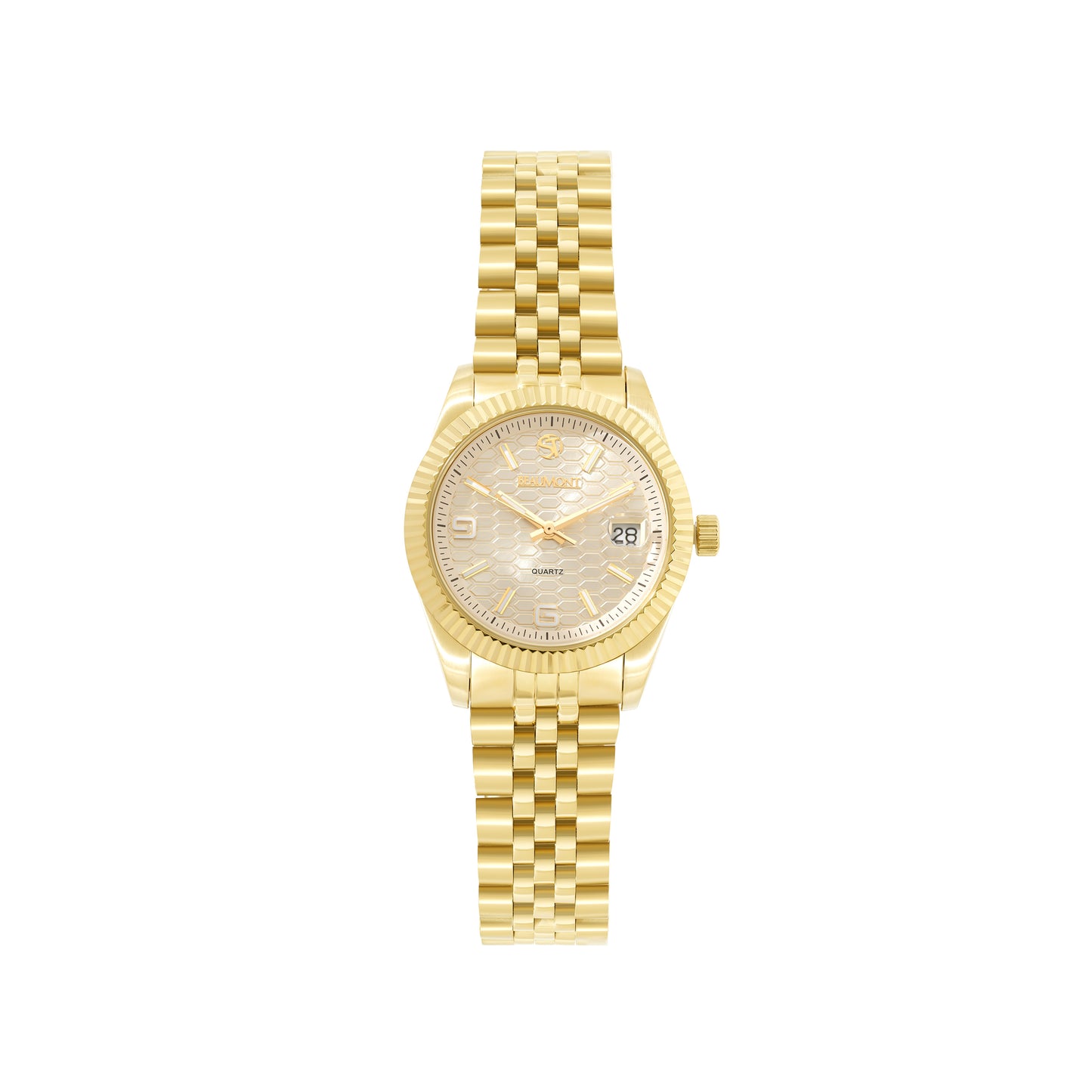 Gold Plated & White Quartz Beaumont Ladies Watch