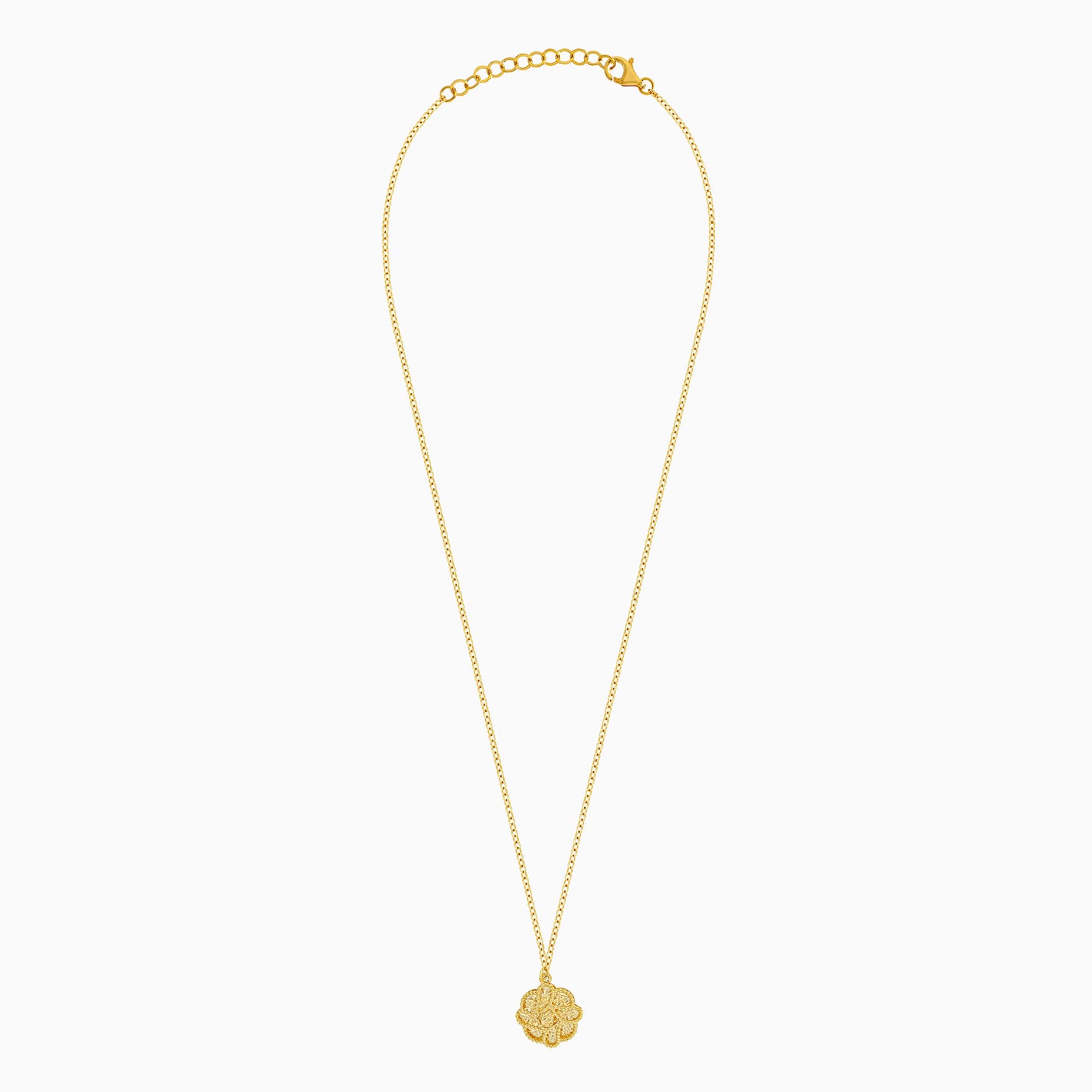 18k yellow gold kids necklace with flower hanging - Farfalla