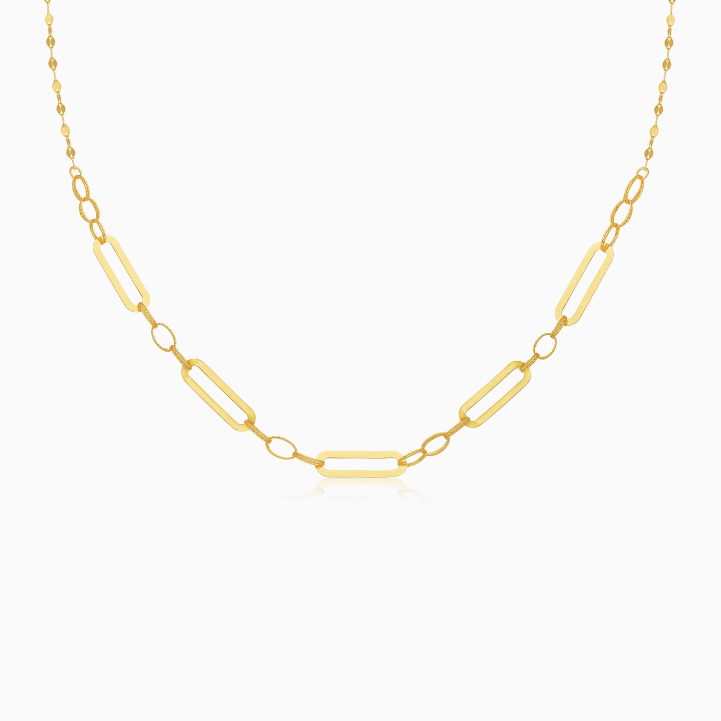 Modern Geometric Link Necklace in 18K Yellow Gold