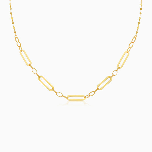Modern Geometric Link Necklace in 18K Yellow Gold