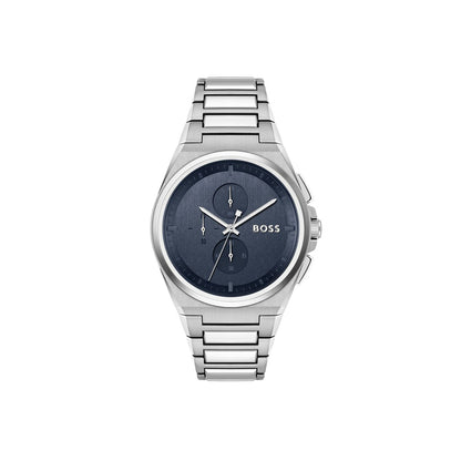Boss Watch Quartz Movement In A Tonneau Case With Stainless Steel Bracelet And Blue Dial