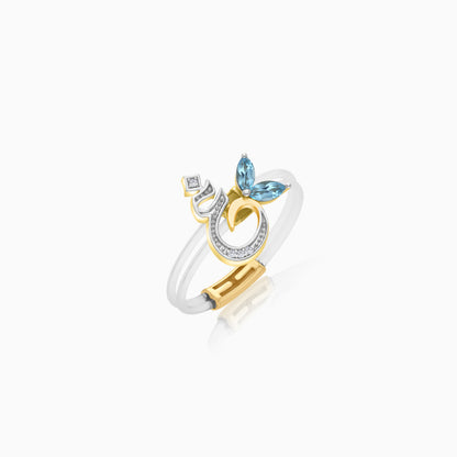 18K Gold Ring "Ghayn" Letter with Natural Diamonds and Gemstones - Floats Collection
