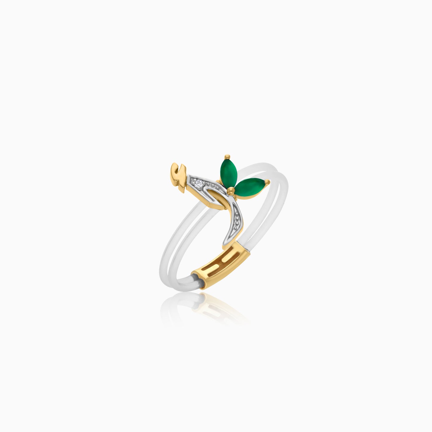 Floating Ring - Alif letter with Natural Diamonds and gemstones