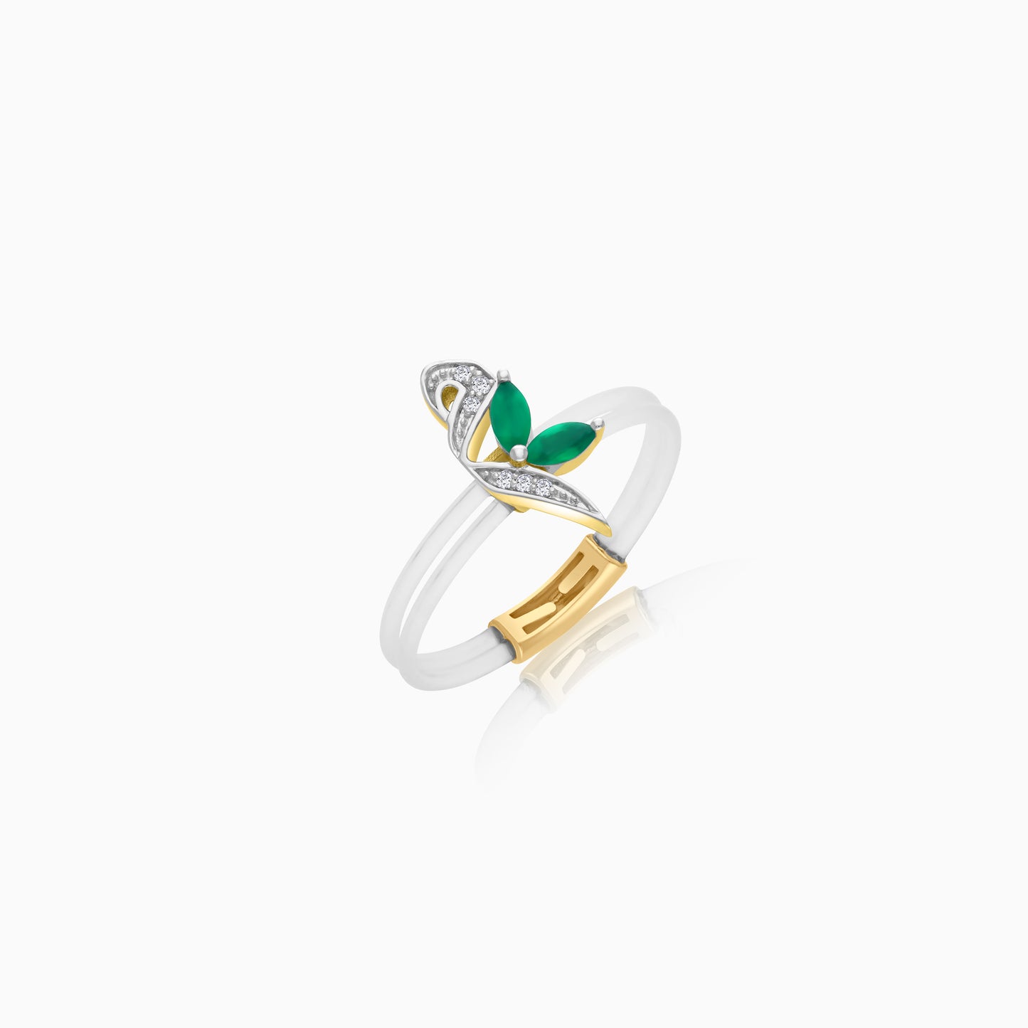 Floating Ring - Meem letter with Natural Diamonds and gemstones