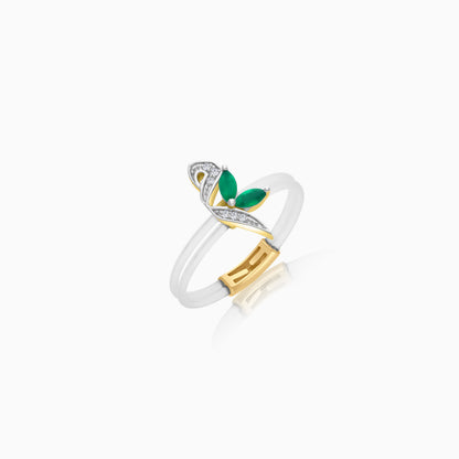 Floating Ring - Meem letter with Natural Diamonds and gemstones