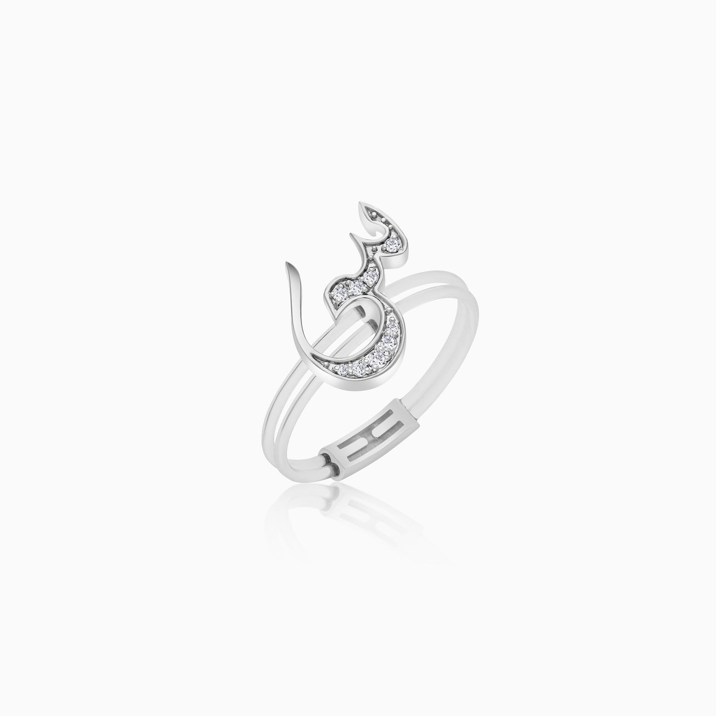 18K Gold Floating Ring Seen Letter with Natural Diamonds