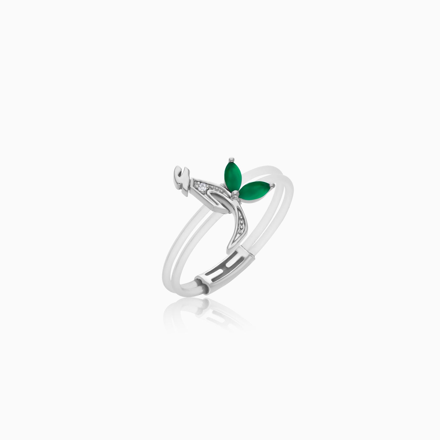 Floating Ring - Alif letter with Natural Diamonds and gemstones