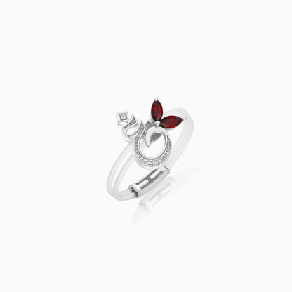 18K Gold Ring "Ghayn" Letter with Natural Diamonds and Gemstones - Floats Collection