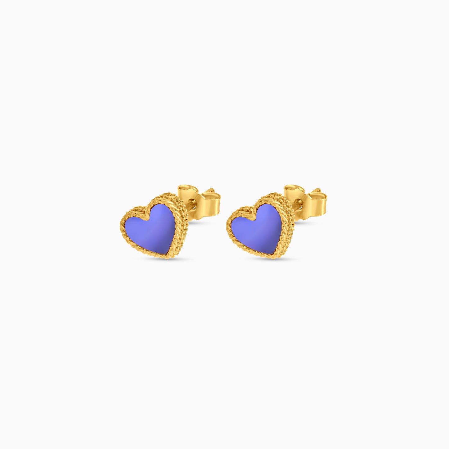 Vivante Kids Purple Heart-shaped 18k Yellow Gold Earrings