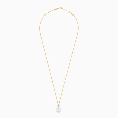 18K Yellow Gold Freshwater Pearl and Natural Diamond Pendant