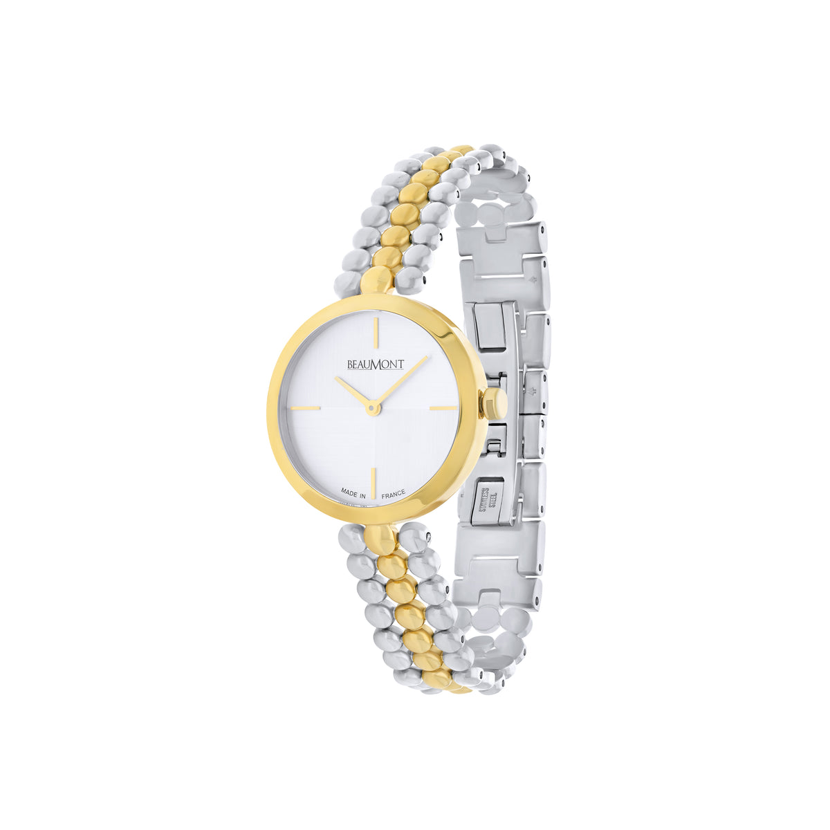 Gold Plated & White Quartz Beaumont Ladies Watch