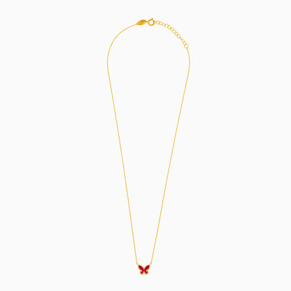 Vivante 18k Yellow Gold Red Butterfly Kids Necklace