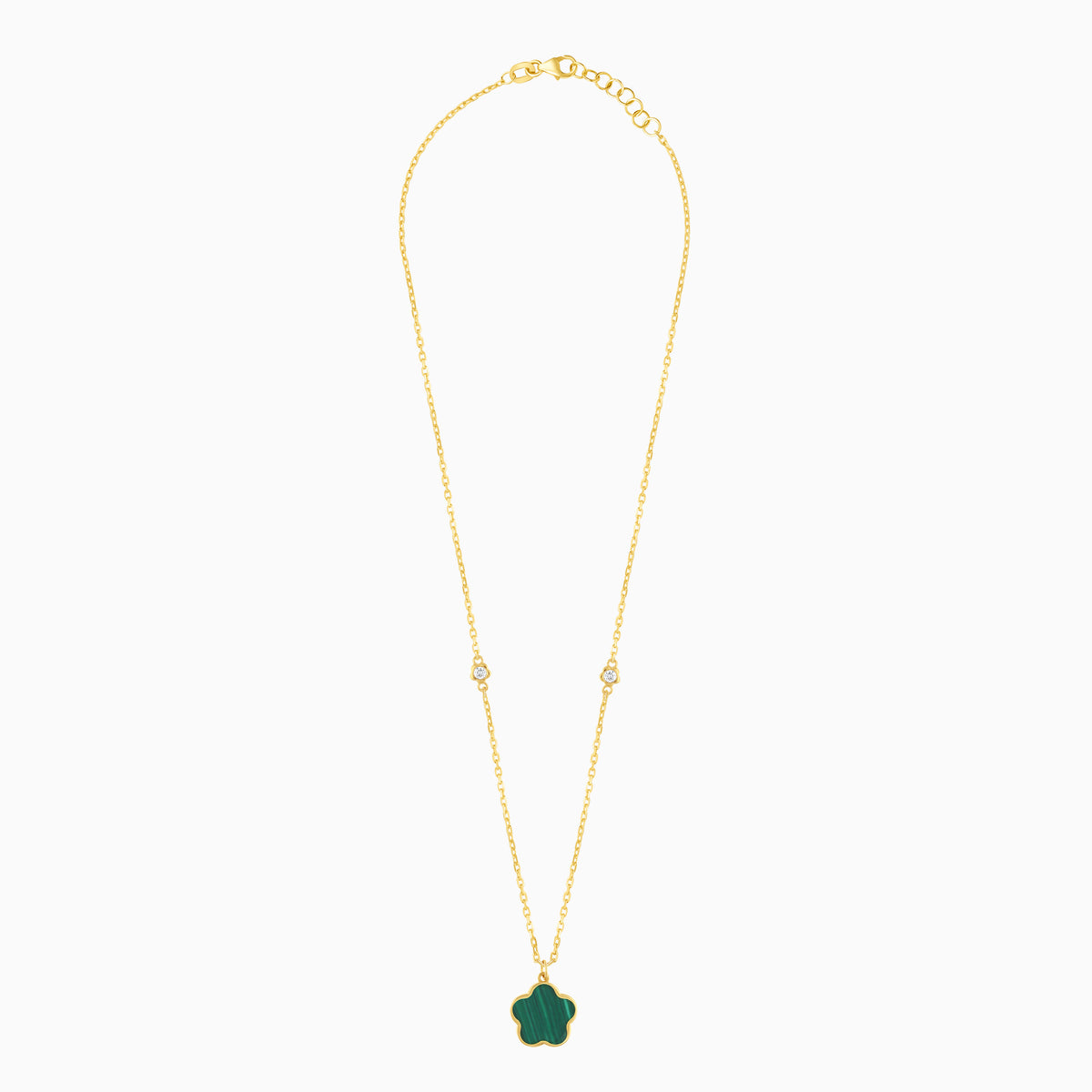 Mosaic 18k Yellow Gold Flower Necklace with Natural Diamonds
