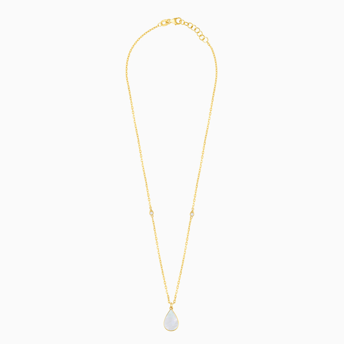Mosaic 18k Yellow Gold Pear Shape Necklace with Natural Diamonds
