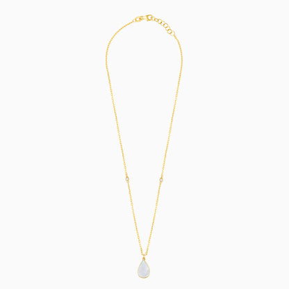 Mosaic 18k Yellow Gold Pear Shape Necklace with Natural Diamonds