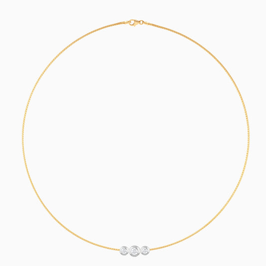 Flio 18k Yellow and White Gold Choker with 3 Natural Diamonds