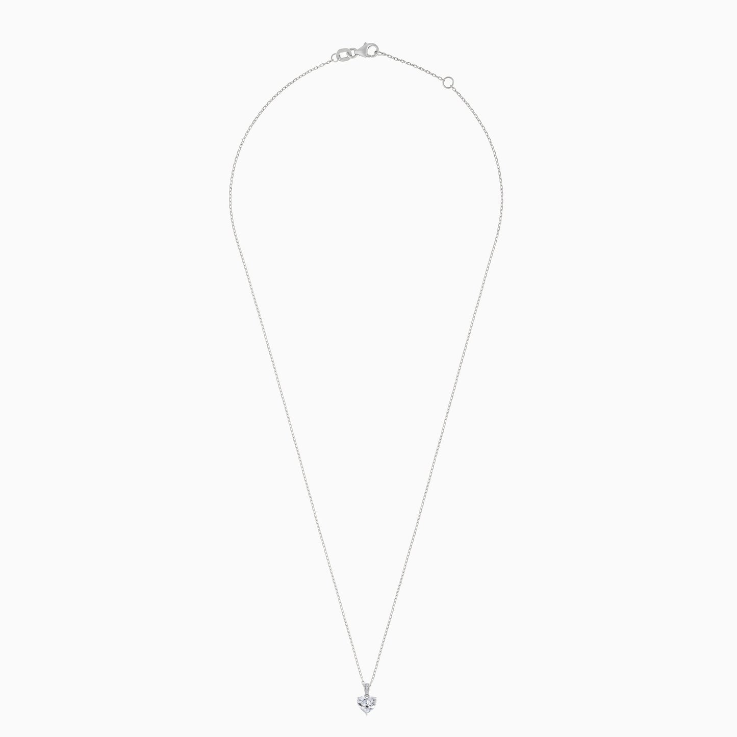 18K White Gold Chain Decorated with 1.0 ct Natural Diamond Heart-Shaped Pendant | Valentine Collection