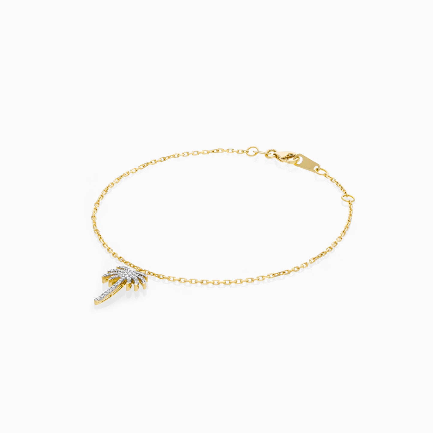 Hanging Palm Tree Natural Diamonds 18k Gold Bracelet
