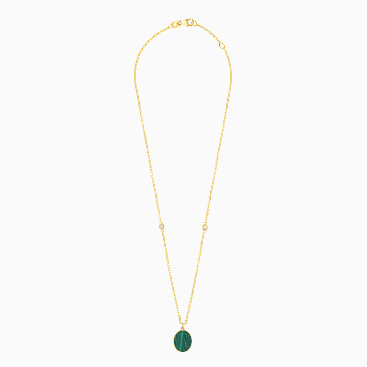 Mosaic 18k Yellow Gold Natural Diamonds Oval Necklace