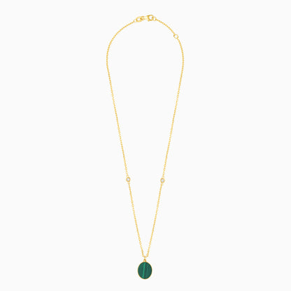 Mosaic 18k Yellow Gold Natural Diamonds Oval Necklace