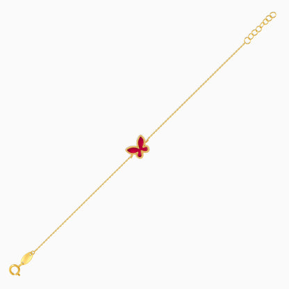 Vivante 18k Yellow Gold Red Butterfly Kids Bracelet