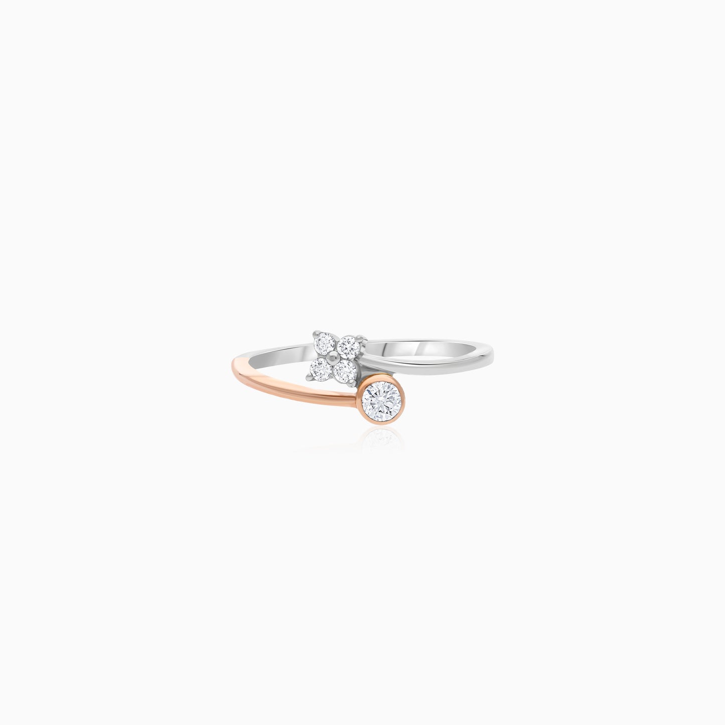 Platinum and 18k Rose Gold Ring with Natural Diamonds - Evara