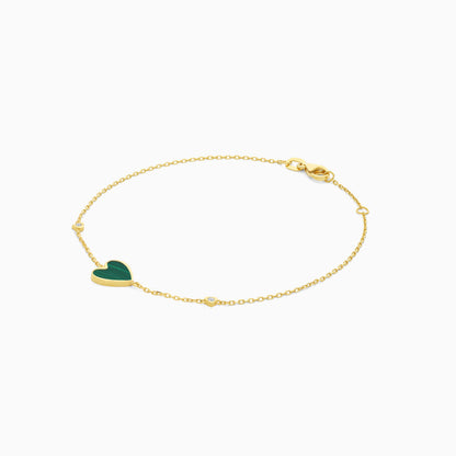 Mosaic 18k Yellow Gold Heart Bracelet with Natural Diamonds