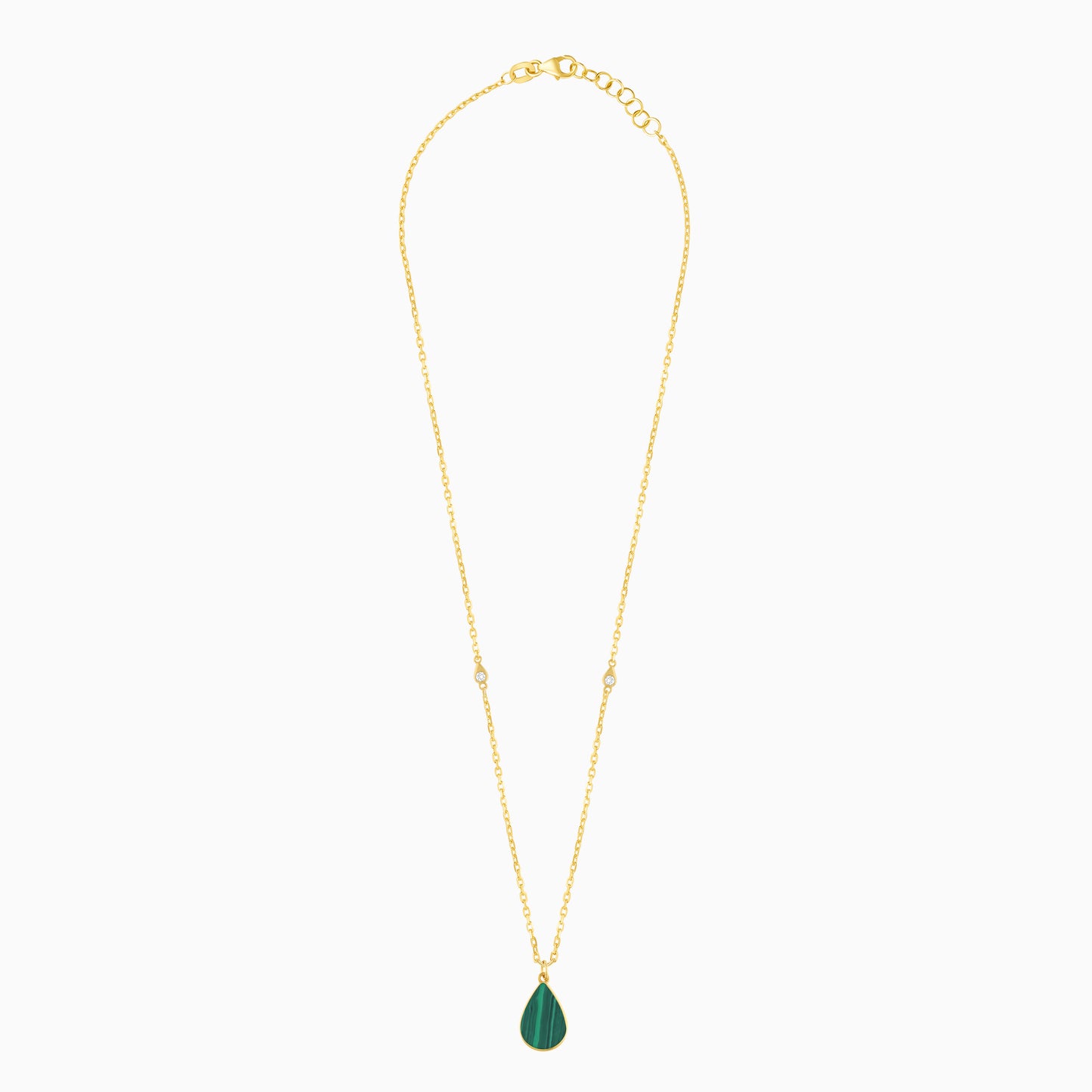 Mosaic 18k Yellow Gold Pear Shape Necklace with Natural Diamonds