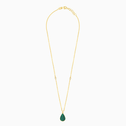 Mosaic 18k Yellow Gold Pear Shape Necklace with Natural Diamonds
