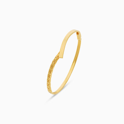 18K Yellow Gold Engraved Crossover Bangle