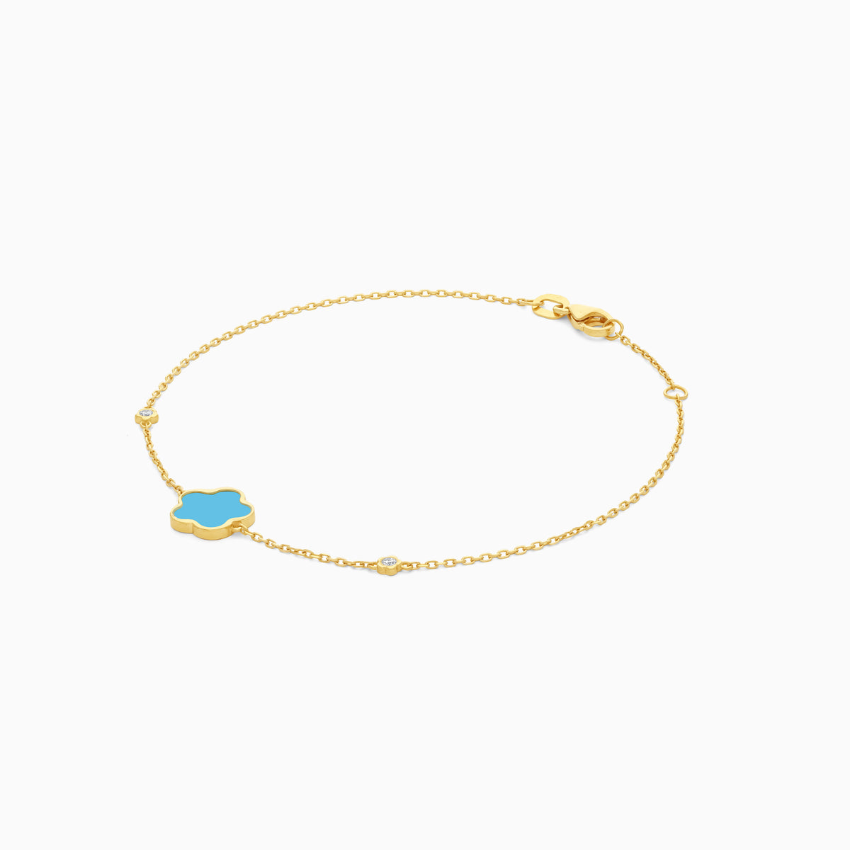 Eclat 18k Yellow Gold Flower Bracelet with Natural Diamonds