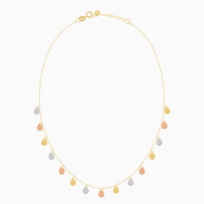 18K Multicolour Dangling Pear-Shaped Necklace