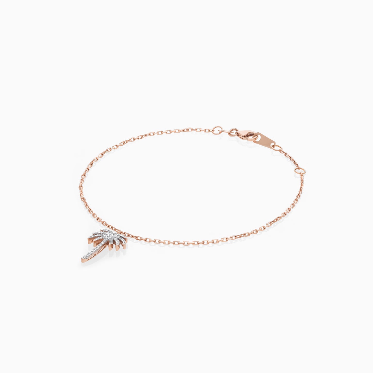 Hanging Palm Tree Natural Diamonds 18k Gold Bracelet
