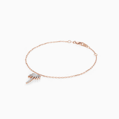 Hanging Palm Tree Natural Diamonds 18k Gold Bracelet