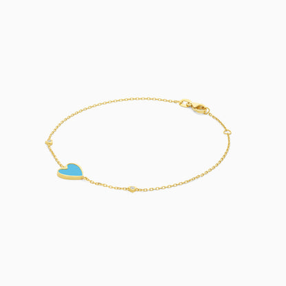 Eclat 18k Yellow Gold Heart Bracelet with Natural Diamonds