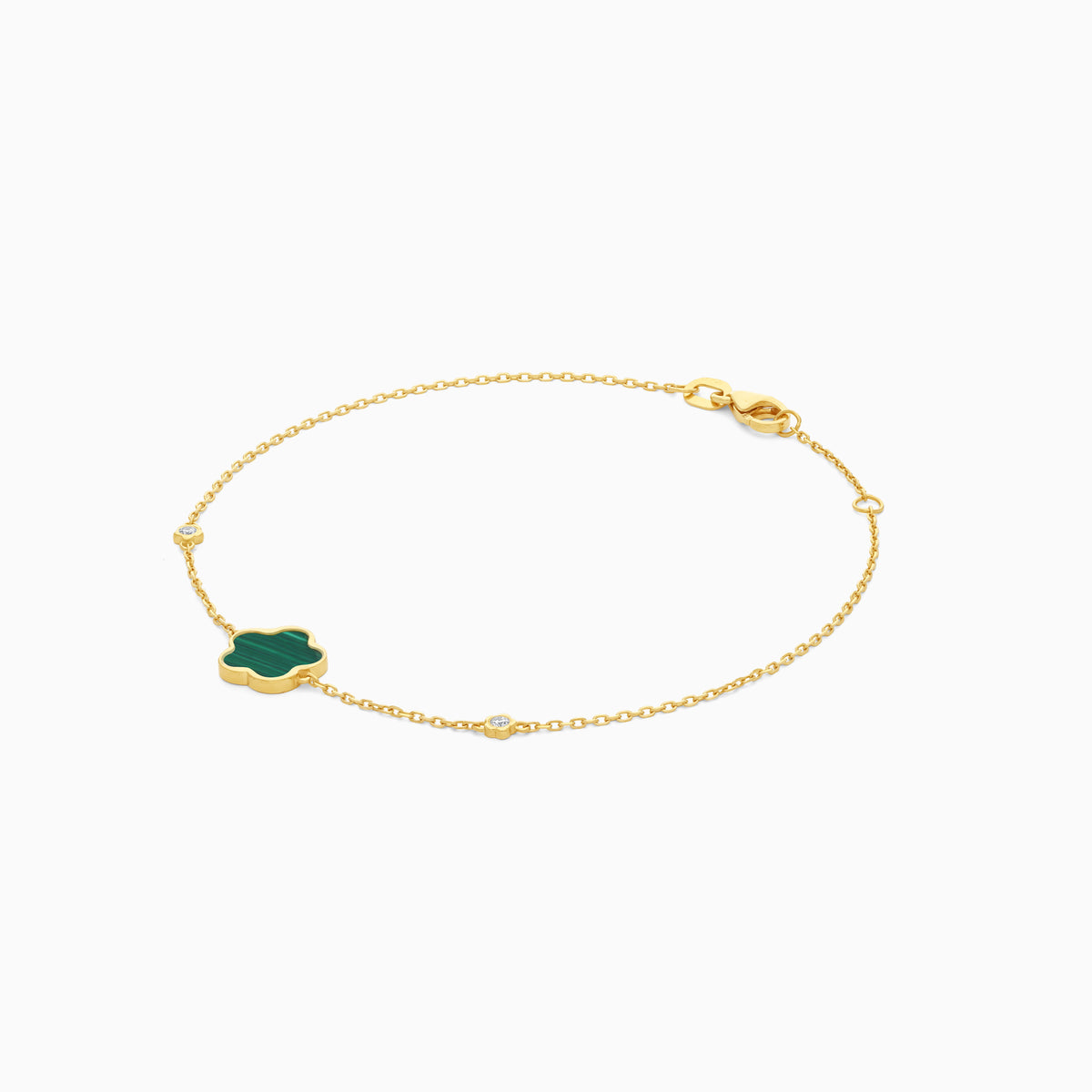 Mosaic 18k Yellow Gold Flower Bracelet with Natural Diamonds