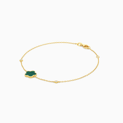 Mosaic 18k Yellow Gold Flower Bracelet with Natural Diamonds